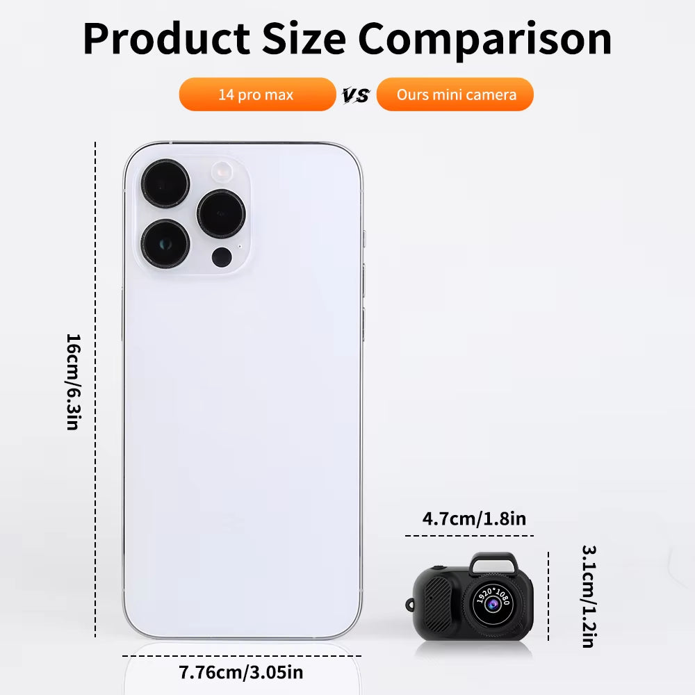 "Mini 1080P HD Camera with Screen, TF Card Support"