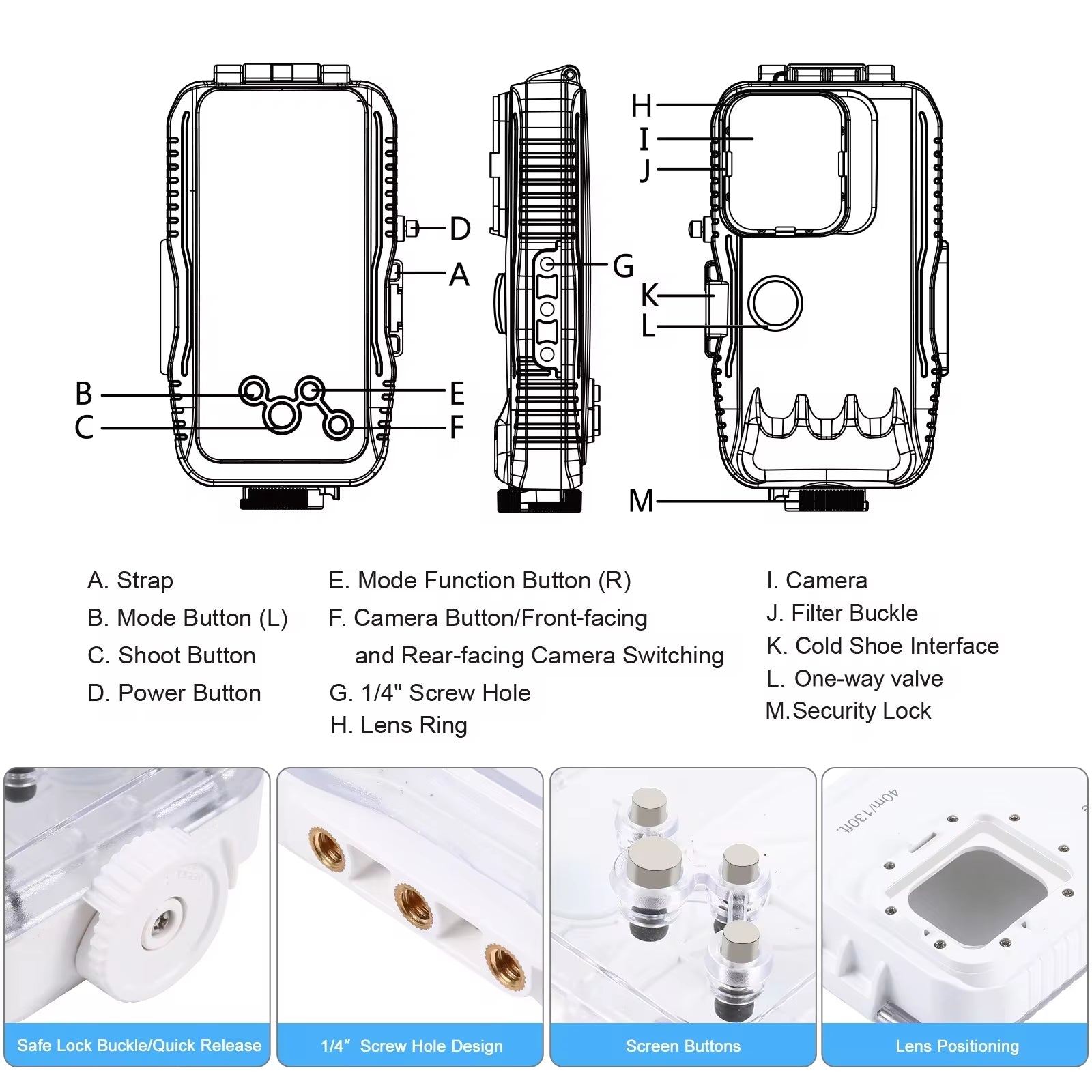PULUZ 40M Waterproof Diving Case for iPhone 11/12/13/14/15 Pro Max
