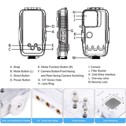 PULUZ 40M Waterproof Diving Case for iPhone 11/12/13/14/15 Pro Max